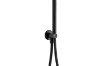Kit douchette métal noir stylo ronde-sortie d'eau-support et flexible