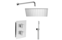 Pack douche encastré chromé thermostatique 2 voies carré - NERU