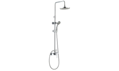 Système douche mécanique chromé pomme ronde ABS 3 jets diamètre 207 mm