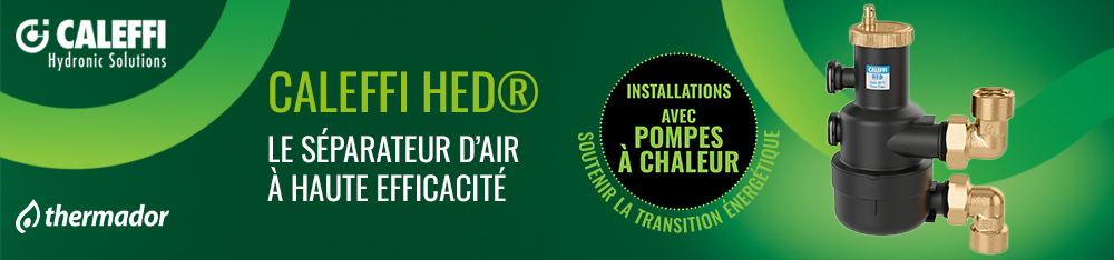 Séparateur d'air Caleffi HED® haute efficacité pour installations avec pompe à chaleur 