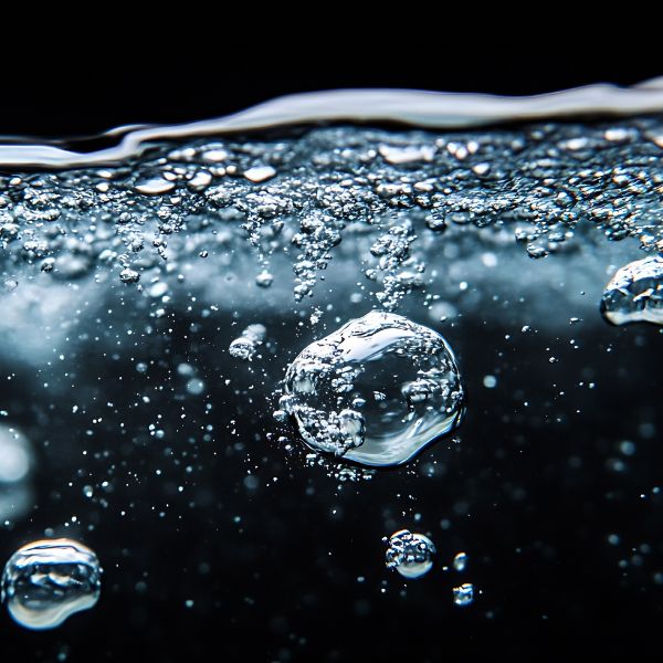 Bulles d'air dans l'eau illustrant la présence d'air dans les circuits hydrauliques