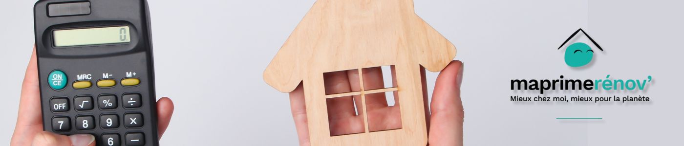 MaPrimeRénov' 2025 : actualités, conditions et montants -  calculatrice, maison en bois et logo