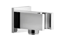 Prise d'eau encastrée carrée métal chromé avec support douchette - UDEN