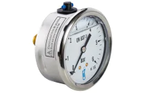 Manomètre axial à boitier inox à bain de glycérine raccord au dos