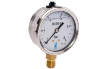 Manomètre radial à boitier inox à bain de glycérine raccord vertical