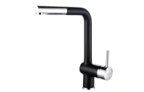 Mitigeur évier chromé-noir douchette extractible 1 jet - TANER