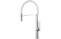 Mitigeur évier chromé blanc bec flexible déclipsable hauteur 468 mm - TUBIG