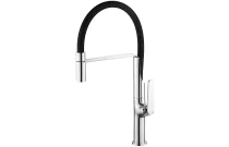 Mitigeur évier chromé noir bec flexible déclipsable hauteur 468 mm - TUBIG