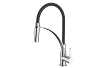 Mitigeur évier chromé noir bec flexible déclipsable hauteur 482 mm - TUBIG